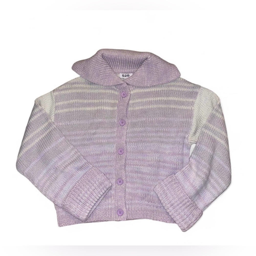 Revolve 525 Suzanne Ombré Purple Rose striped cardigan with chunky collar S NWT - Picture 3 of 6